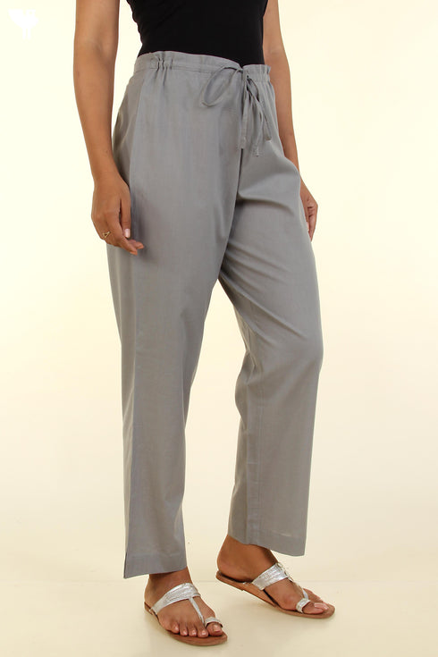 Cambric Cotton Pants in Slate Grey